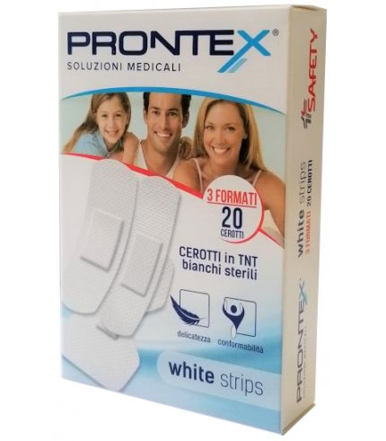 CEROTTO PRONTEX WHITE STRIPS IN TESSUTO NON TESSUTO BIANCO STERILE 3 FORMATI 20 PEZZI