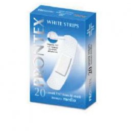 CEROTTO PRONTEX WHITE STRIPS IN TESSUTO NON TESSUTO BIANCO STERILE SCATOLA 20 CEROTTI MEDI