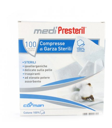 GARZA COMPRESSA MEDIPRESTERIL FU STERILE MONOUSO 10X10CM 100PEZZI