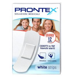 CEROTTO PRONTEX WHITE STRIPS IN TESSUTO NON TESSUTO BIANCO STERILE SCATOLA 12 CEROTTI GRANDI