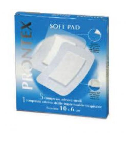 GARZA COMPRESSA PRONTEX SOFT PAD 10X6 CM 6 PEZZI (5 TNT + 1IMPERMEABILE AQUA PAD)