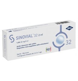 SIRINGA INTRA-ARTICOLARE SINOVIAL 32 ACIDO IALURONICO 1,6% 32 MG/2 ML 1 FS + AGO GAUGE 21 1 PEZZO