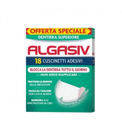 ALGASIV ADESIVO PER PROTESI DENTARIA SUPERIORE 15 PEZZI OFFERTA SPECIALE + 3 PEZZI