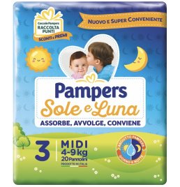 PANNOLINO PER BAMBINO PAMPERS SOLE & LUNA MIDI 20 PEZZI