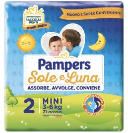 PANNOLINO PER BAMBINO PAMPERS SOLE & LUNA FLASH MINI 21 PEZZI