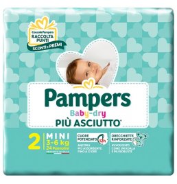 PANNOLINI PER BAMBINI PAMPERS BABY DRY DOWNCOUNT NO FLASH MINI 24 PEZZI BUONO SCONTO