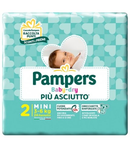 PANNOLINI PER BAMBINI PAMPERS BABY DRY DOWNCOUNT NO FLASH MINI 24 PEZZI BUONO SCONTO