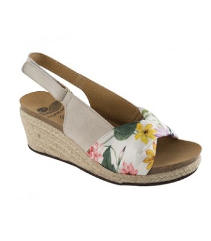 MINDY SUEDE+TEXTILE WOMENS BONE/FLOWER FANTASY 40