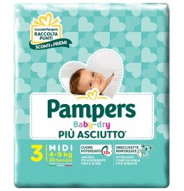 PAMPERS BABY DRY DOWNCOUNT MIDI 20 PEZZI