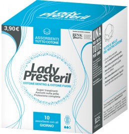 LADY PRESTERIL COTONE DENTRO & COTONE FUORI 10 ASSORBENTI CON ALI GIORNO PROMO