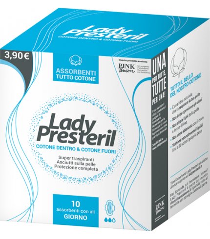 LADY PRESTERIL COTONE DENTRO & COTONE FUORI 10 ASSORBENTI CON ALI GIORNO PROMO