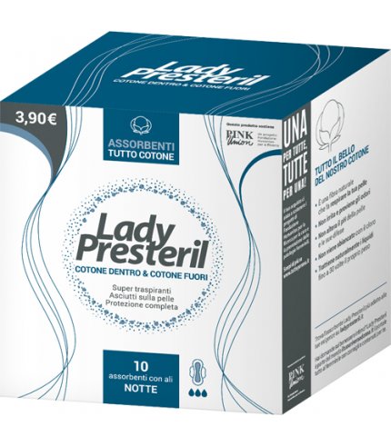 LADY PRESTERIL COTONE DENTRO & COTONE FUORI 10 ASSORBENTI CON ALI NOTTE PROMO