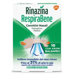 RINAZINA RESPIRABENE CEROTTI NASALI CON AROMI BALSAMICI CARTON 10 PEZZI