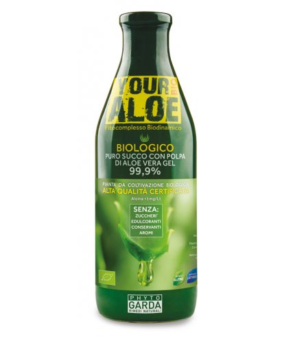 YOUR ALOE BIO PURO SUCCO CON POLPA DI ALOE VERA GEL 99,9% 1LITRO SENZA ALOINA