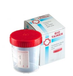 CONTENITORE PER URINA BIO TAINER GRADUATO CON SUPERFICIE DISCRITTURA CON TAPPO A VITE CAPACITA' 120ML 1 PEZZO