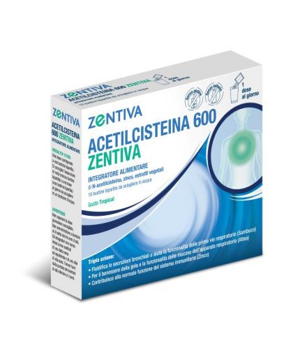 ACETILCISTEINA 600 ZENTIVA 10 BUSTINE BIPARTITE GUSTO TROPICAL