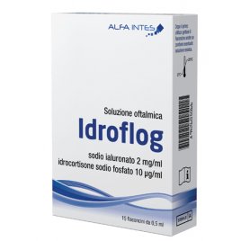 SOLUZIONE OFTALMICA IDROFLOG A BASE DI IALURONATO DI SODIO EIDROCORTISONE SODIO FOSFATO 15 FLACONCINI DA 0,5 ML