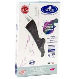 SAUBER CALZA DONNA FANTASIA FILATO Q-SKIN 70 DEN GRIGIO POISROSA TAGLIA P PROMO