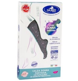 SAUBER CALZA DONNA FANTASIA FILATO Q-SKIN 140 DEN GRIGIO POIS ROSA TAGLIA M PROMO