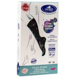 SAUBER CALZA DONNA FANTASIA FILATO Q-SKIN 140 DEN NERO POISBIANCO ROSA CICLAMINO TAGLIA M PROMO