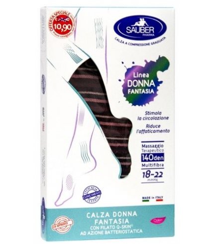 SAUBER CALZA DONNA FANTASIA FILATO Q-SKIN 140 DEN NERO RIGABISCOTTO PAPRIKA BORDEAUX TAGLIA M PROMO