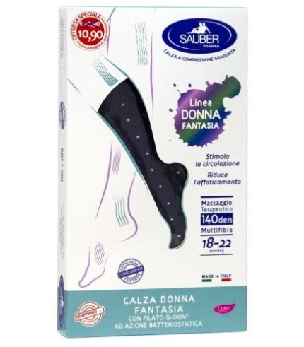 SAUBER CALZA DONNA FANTASIA FILATO Q-SKIN 140 DEN JEANS POISBIANCHI TAGLIA M PROMO