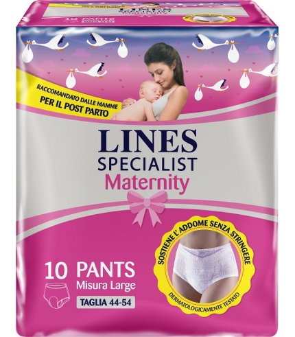 LINES SPECIALIST MATERNITY MUTANDINA ASSORBENTE PER PERDITEPOST PARTO MISURA LARGE 10 PEZZI