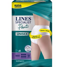 LINES SPECIALIST PANTS MAXI M X 8 PANNOLONE MUTANDINA INDOSSABILE COME NORMALE BIANCHERIA TIPO PULL-ON