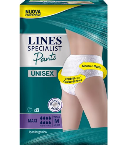 LINES SPECIALIST PANTS MAXI M X 8 PANNOLONE MUTANDINA INDOSSABILE COME NORMALE BIANCHERIA TIPO PULL-ON