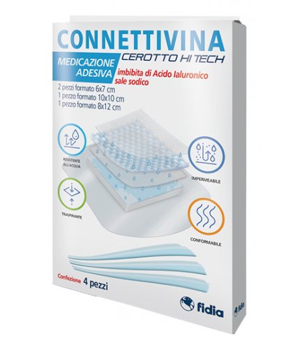 CEROTTO CONNETTIVINA HITECH 4 MISURE MISTE 2 PEZZI 6 X 7CM + 1 PEZZO 10 X 10 CM + 1 PEZZO 8 X 12 CM