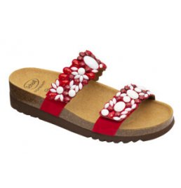 ALICIA 2 STRAPS MICROFIBRE+BEADS W ROSSO/BIANCO 36