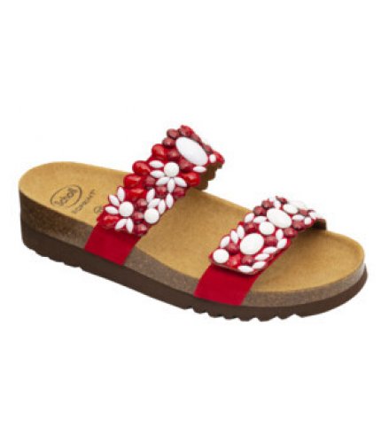 ALICIA 2 STRAPS MICROFIBRE+BEADS W ROSSO/BIANCO 36