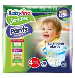 BABYLINO SENSITIVE PANTS PANNOLINI MUTANDINA UNISEX TAGLIA 47-13 KG 28 PEZZI