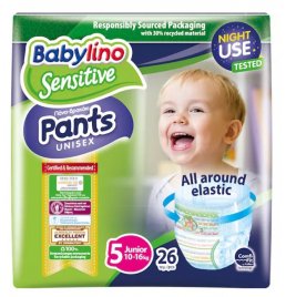 BABYLINO SENSITIVE PANTS PANNOLINI MUTANDINA UNISEX TAGLIA 510-16 KG 26 PEZZI