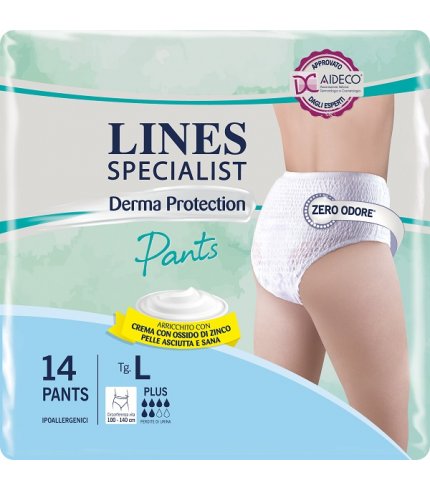 PANNOLONE PER INCONTINENZA LINES SPECIALIST DERMA PANTS PLUSL 14 PEZZI