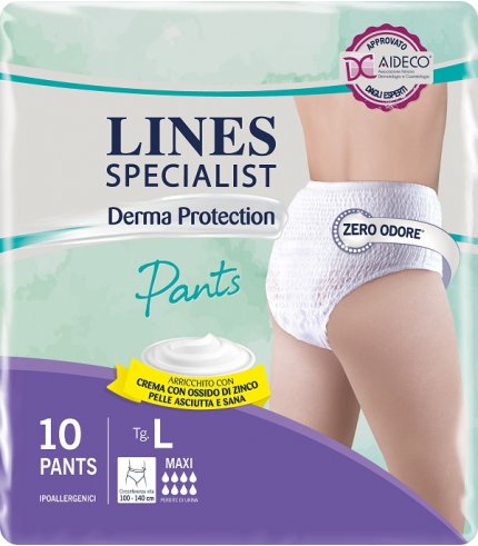 PANNOLONE PER INCONTINENZA LINES SPECIALIST DERMA PANTS MAXIL 10 PEZZI