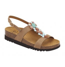 CALZATURA SINTRA SANDAL MICROFIBRE+ACCESSORIES WOMAN TAUPE/MULTI TECNOLOGIA BIOPRINT MATERIALE MICROFIBRA + ORNAMENTO FODERA TOMAIA MICROFIBRA FODERA SOTTOPIEDE MICROFIBRA 37 SS22