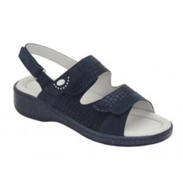 CALZATURA MARINELLA SANDAL PRINTED SYNTHETIC+SUEDE WOMAN NAVY BLUE TECNOLOGIA MEMORY CUSHION MATERIALE SIMILPELLE STAMPATA + PELLE SCAMOSCIATA FODERA TOMAIA MICROFIBRA FODERA SOTTO