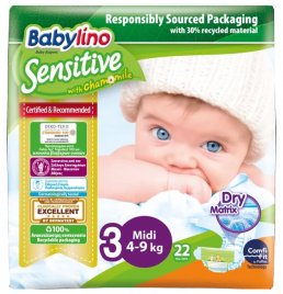 BABYLINO SENSITIVE PANNOLINI MIDI TAGLIA 3 4-9KG 22 PEZZI