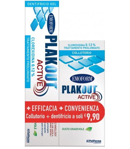 EMOFORM PLAK OUT ACTIVE CLOREXIDINA 0,12% COLLUTORIO 200 ML+ DENTIFRICIO 75 ML