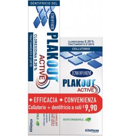 EMOFORM PLAK OUT ACTIVE CLOREXIDINA 0,20% COLLUTORIO 200 ML+ DENTIFRICIO 75 ML