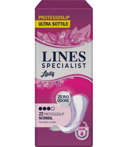 PROTEGGISLIP PER INCONTINENZA URINARIA LINES SPECIALIST LADYLIGHT NORMAL ULTRA SOTTILE 22 PEZZI