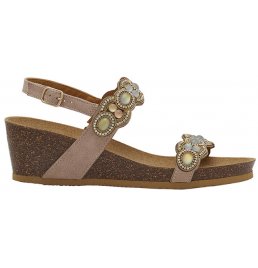 ORTIGIA SANDAL MICROFIBRE + IRIDESCENT STONES W BEIGE 37