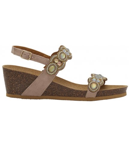 ORTIGIA SANDAL MICROFIBRE + IRIDESCENT STONES W BEIGE 37