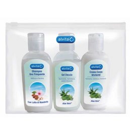 ALVITA KIT VIAGGIO BODY CARE 1 GEL DOCCIA ALOE VERA 75 ML +1 CREMA CORPO IDRATANTE ALOE 75 ML + 1 SHAMPOO USO FREQUENTE75 ML