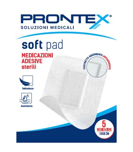 MEDICAZIONE ADESIVA STERILE PRONTEX SOFT PAD 10X8 CM 5 PEZZI
