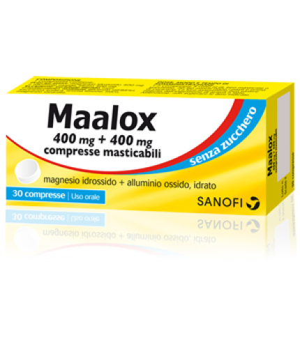 MAALOX*30 cpr mast 400 mg + 400 mg senza zucchero aroma limone