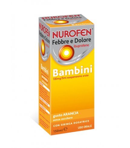 NUROFEN FEBBRE E DOLORE*BB orale sosp 150 ml 100 mg/5 ml arancia senza zucchero con siringa