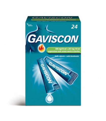 GAVISCON*24 bust orale sosp 500 mg/10 ml + 267 mg/10 ml menta