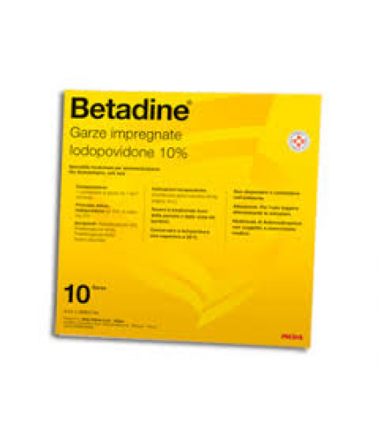 BETADINE*10 garze 10 cm x 10 cm 250 mg